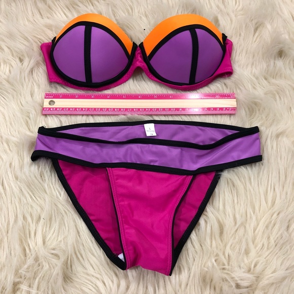 {ELECTRA} Neon Geo block Bikini set - Picture 3 of 6